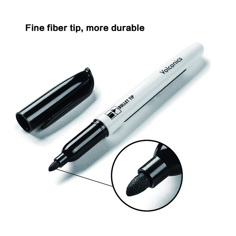 Volcanics Black Dry Erase Markers Low Odor Fine Whiteboard Markers Thin Box of 12 - Image 2